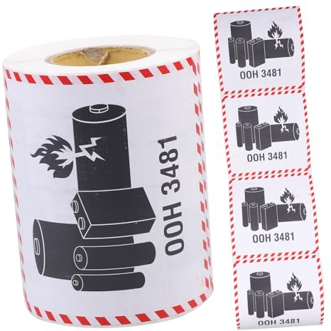 GALPADA 300pcs Lithium Battery Warning Labels Adhesive Stickers Fire Safety Transport Caution for Shipping and Handling Compliance