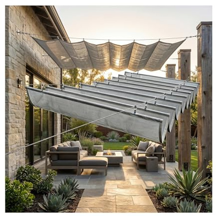 Tettoia Retrattile Vela ondulata Vela Parasole，Tenda da sole retrattile ad onda, pergola su misura, tenda for pergola for giardini esterni, terrazze e gazebo(W1.1*L3m/W3.60*L9.84ft)