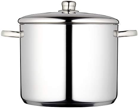 MasterClass Induction-Safe Stainless Steel Large Stock Pot with Lid, 14 Litre