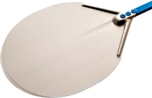 Gi.Metal Pala per Pizza Professionale Linea Azzurra A-32/120, Testa 33 cm, Lunghezza Manico 120 cm, Peso 0.66 Kg, Testa in Alluminio anodizzato neutro, manico anodizzato azzurro