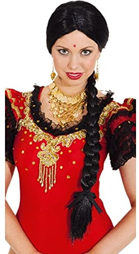 Bollywood-Zopfperücke-Perücke Indira, schwarz