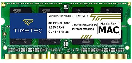 Timetec 8 GB kompatibel für Apple DDR3L 1600 MHz PC3L-12800 für Mac Book Pro (Anfang/Ende 2011, Mitte 2012), iMac (Mitte 2011, Ende 2012, Anfang/Ende 2013, 2014, 2015), Mac mini (2011/2012) MAC-RAM
