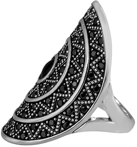 THOMAS SABO Damen-Ring Sterling Silver 925 Silber Zirkonia schwarz Onyx Gr. 54 (17.2) - TR2053-641-11-54