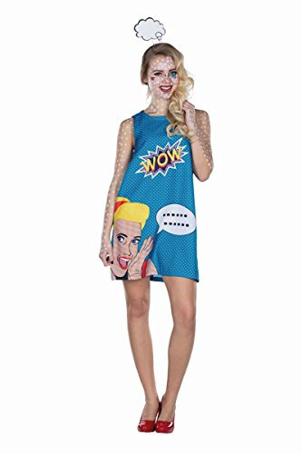 Rubies 13252-40 Pop Art Kostüm Größe 36-42 Kleid Punkte Blau Moderne Kunst Verkleidung Punkte (40), Mehrfarbig