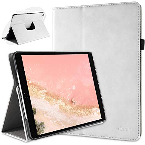 doupi Rotatif Housse pour iPad Pro (10,5 Pouces) & iPad Air 3 (2019), Deluxe 360 Degrés Smart Coque de Protection Simili Cuir Coque Cover et Case, Blanc
