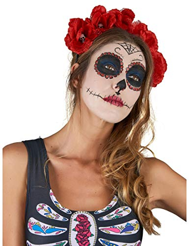 DEGUISE TOI roter Haarreif Dia De Los Muertos für Erwachsene - Rot