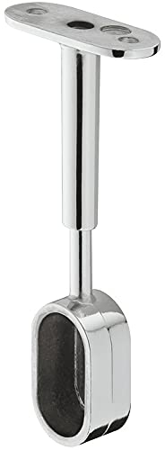 Schrankrohrlager für Möbelrohr | Mittelträger-Endstück für Kleiderstange oval | Metall verchromt poliert | Schrankrohrhalter für Stange 30 x 15 mm | 1 Stück - Schrankrohrmittelträger höhenverstellbar