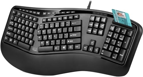 Adesso TruForm AKB-150SB-TAA Teclado ergonómico para Lector de Tarjetas Inteligentes (Cumple con TAA)