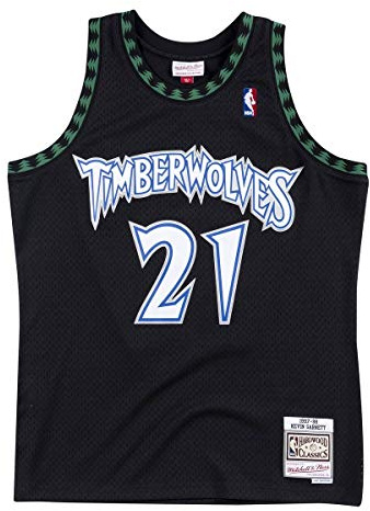 Mitchell & Ness Minnesota Timberwolves Kevin Garnett 21 Black Replica Swingman Jersey 2.0 Basketball Jersey Trikot