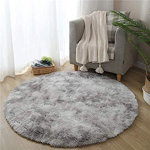 Calore Teppiche Runde Schlafzimmer Teppiche Wohnzimmer Teppich Flauschig Waschbar Indoor Bodenmatte für Spielzimmer und Kinderzimmer (Grau Weiß, 160 cm)