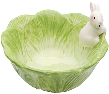 Cabilock Rabbit Salad Bowl Bunny Candy Bowl Ceramic Ring Dish Centerpiece Fruit Bowl Plate Rabbit Storage Key Tray for Entryway Jewelry Dessert Serving Easter Yogurt Salad Bowl