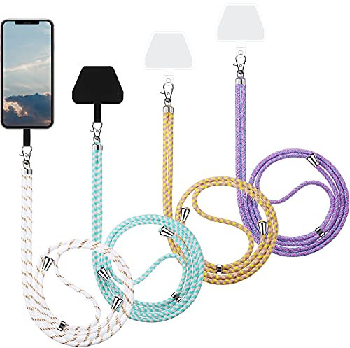 Weewooday 4 Pcs Universal Cell Phone Lanyard Around The Neck Phone Strap Crossbody with Patch for Most Mobile(Light Color Series)