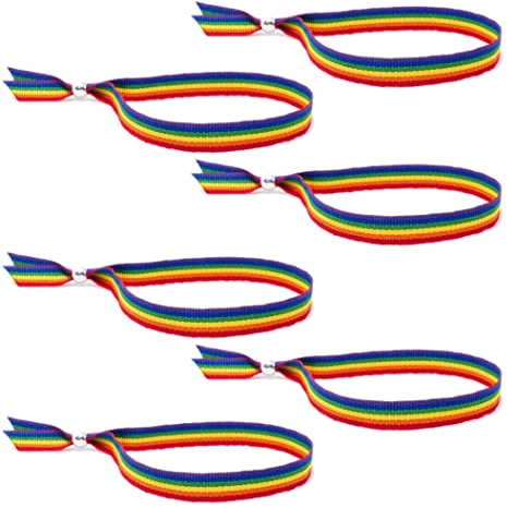 GOS Best Supplies 6 Armbänder aus Stoff, Regenbogen, mehrfarbig, Regenbogen-Flagge, LGTB, Gay Pride