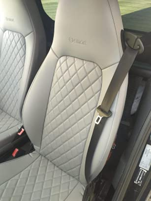 Top Car Athens || Rhombus || 2 Luxus Autositzbezüge | Kunstleder & Synthetik | 100% passgenau | Kompatibel mit SMART FORTWO | Farben Grau (Kompatibel mit SMART FORTWO (450))