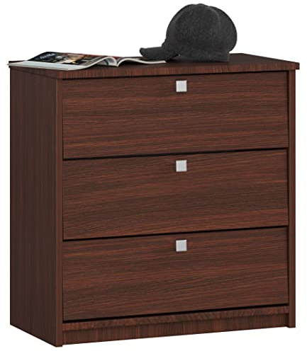 ADGO Mini Schuhschrank mit 3 Kipptüren 60x62x31 cm, Kleine Garderobenschrank mit Klappen, Schuhkipper, Schuhkommode, Schuhregal mit Fächern, Schuhablagen, Schuhaufbewahrung, Schuh-Organizer (Wenge)