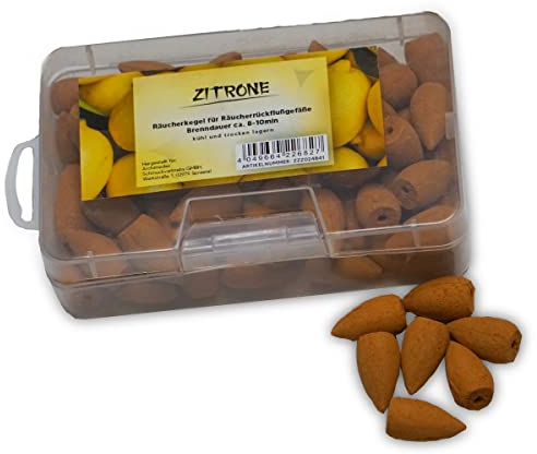 IMAGO 70 Stück Räucherkegel in verschiedenen Duftvarianten zum Auswählen, natürliche Rauchkegel, für Backflow, Rückfluss Räuchergefäß, Brunnen (Zitrone)