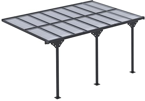 Outsunny Pergola Pavillon 4 x 3 m Gartenpavillon Überdachung Zelt 231-250 cm höhenverstellbar Sonnenschutz Terrassendach Anbaupavillion Aluminium Grau