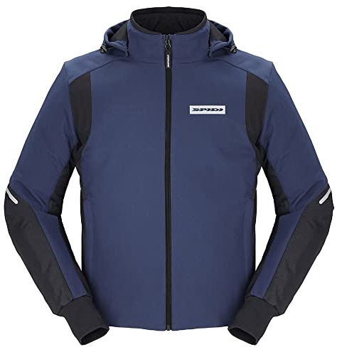 HOODIE ARMOR H2OUT, Farbe Schwarz-Blau, Größe XXL, Wasserdichte und Atmungsaktive Motorradjacke, Schützt Vor Wind, Herren-Motorradjacke mit Elastischen Bündchen