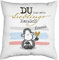 Kissen mit Spruch 'Du bist Mein Lieblingsmensch' und Namen Bedruckt | Personalisiertes Zierkissen 40x40 cm | Kuschelkissen Motiv Schaf mit Herz in weiß Gold Kinder