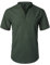 LucMatton Men's Casual Cotton Linen Short Sleeve Henley Shirt Summer Lightweight Banded Collar Beach Tops Olive Green 3X-Large