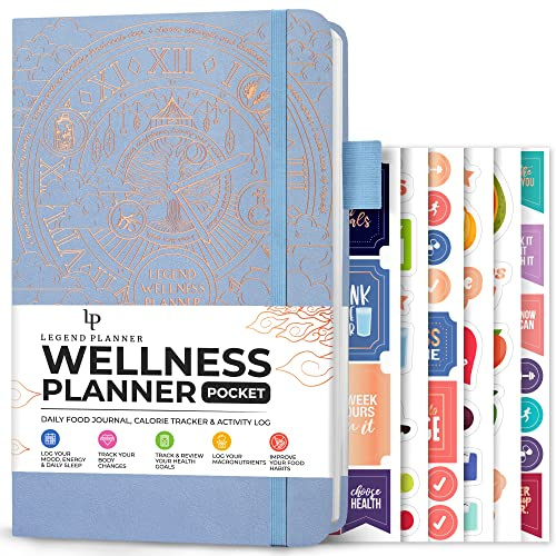 Legend Wellness Planner & Food Journal Pocket - Tägliches Gesundheitstagebuch mit Übung & Gewichtsverlust Tracker - Ernährungstagebuch, 6 Monate (Immergrün)