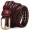 Elegantyl Herren Leder geflochtene Gürtel Gurtband Hand Vintage Gürtel für Herren Gold Dornschließe Lässig für Jeans Gürtel, Weinrot, 120cm