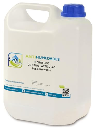 Hidrófugo Antihumedades Larga Duración de base disolvente (25 Litros) - Hidrofugante de nanopartículas de alta penetración incoloro para fachadas, tejados, ladrillo, hormigón, y piedra.
