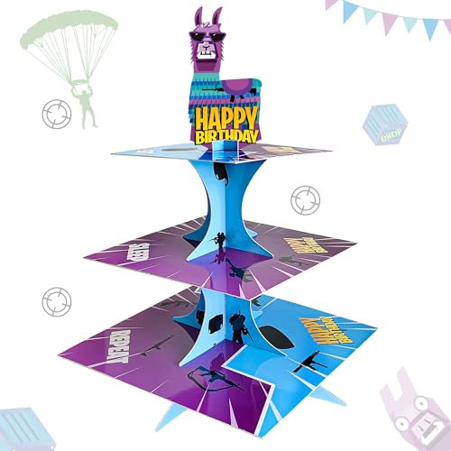 3 Tier Video Game Party Supplies, Video Game for Nite Cupcake Stand for Kids Boys Girls Birthday Baby Shower Game Party Decorations