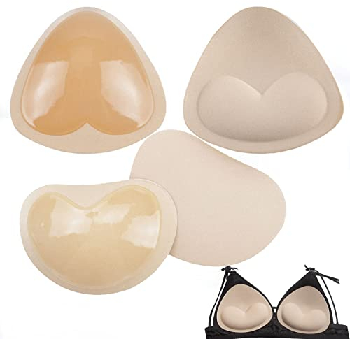 Wieysdoo Selbstklebende Einlagen BH Pads Einsätze Push Up Pads BH-Einlagen Abnehmbare Brustvergrößerung für BHS Bikini Badeanzug Sport 2 Paare (2, 2 Paar Dreiecke)