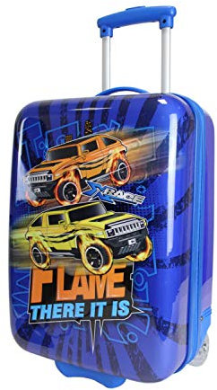 Leoodo Trolley Kinderkoffer Hartschalen Handgepäck Reisekoffer, Geschenk für Jungen und Mädchen, KFF Farbe:Blau Auto