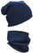 Alkato Unisex Beanie Mütze und Schal Set Uni, Farbe: Rippstoff Dunkelblau, Größe: Einheitsgröße