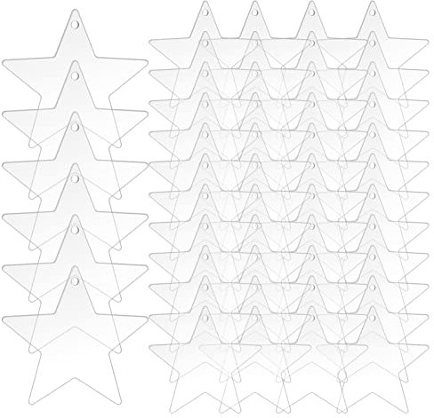 50 Stück Weihnachtsbaumschmuck, Acryl Transparent Stern Set Blank Transparente Stern Weihnachtsbaumanhänger Für Weihnachtsdekoration, Geschenk Weihnachts Acryl-Ornamente Weihnachtsbaum-Dekoration
