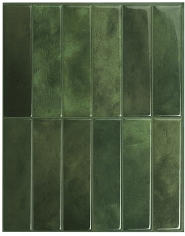 Smart Tiles Piastrelle Adesive 3D per Cucina e Bagno - Morocco Verde, 5 Mattonelle Adesive 29x22,86 cm, Paraschizzi Cucina, Impermeabile, Resistente al Calore, Pannelli Decorativi, Prodotto in Canada