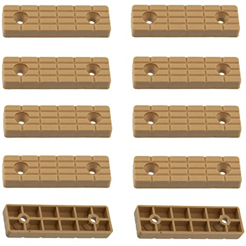 AERZETIX - C65809 - Lot de 10 Patins/Pieds de Meuble 56x16x7 mm en Plastique à Visser rectangulaires - Couleur hêtre - Table Armoire Commode Placard lit cale Accessoire Protection sols Hauteur