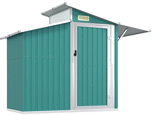 vidaXL Geräteschuppen, Gartenhaus mit viel Stauraum, Rostfrei Gerätehaus mit Tür, Schuppen Gartenschuppen, Grün 270x130x208,5cm Verzinkter Stahl