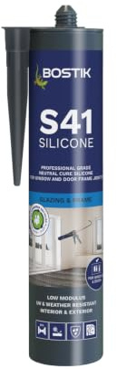 BOSTIK Pro-Sealant S41 Multi-Purpose Neutral Cure Silicone Sealant, For Window & Door Frame Joints, Internal & External Use, Colour: White, 310ml