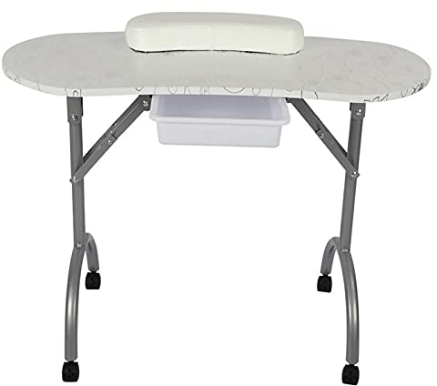 Tragbarer Maniküre-Tisch, klappbar, mit hoher Dichte, Faltbarer Nagelkunst-Schreibtisch mit Tasche, Maniküre-Nageltisch (Color : White)