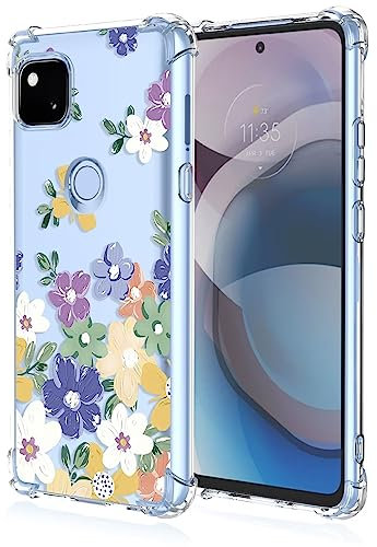 EASSGU TPU Silikon Hülle für Google Pixel 4a (4G) (5.81 Inches), Durchsichtig Farbmalerei Muster Case, Anti Drop und Anti Scratch Schutzhülle - Blumen 4
