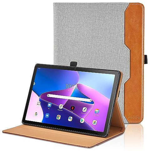 Custodia per Lenovo Tab M10 Plus (3rd Gen) 10.6 Pollici 2022 (TB128XU/TB128FU/TB125FU) Pelle Tablet Case, Multi-Angli Supporto Pieghevole Cover Protettiva con Tasca, Auto Sveglia/Sonno - Grigio