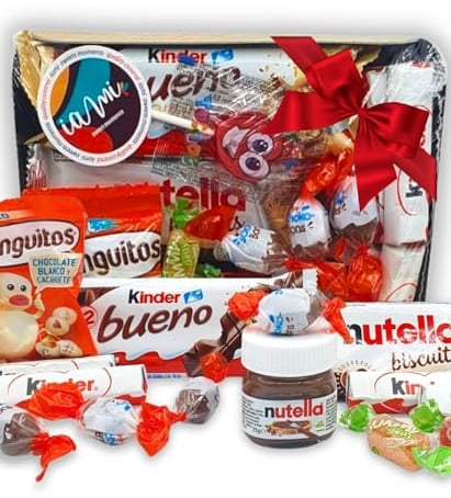 Super Plateau Chocolat Kinder - Conguitos. +15 unités. Le Cadeau pour Communions, Mariages, Baptêmes, Anniversaires. Pack de Chocolats Kinder - Conguitos - Kinder Bueno [IAMI]