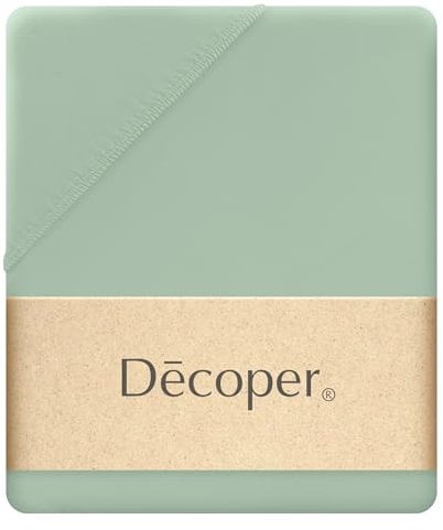Decoper ® Mako-Feinjersey Spannbettlaken aus 100% Baumwolle | Atmungsaktiv & kuschelig weich | Oeko-Tex Zertifiziert | bis 25 cm Matratzenhöhe | 90-100 cm x 200 cm | Farbe Eukalyptus