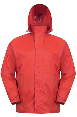 Mountain Warehouse Pakka Mens Waterproof Packable Jacket - IsoDry, Lightweight & Breathable Raincoat with Taped Seams & Packaway Bag - For Spring Summer & Travel Red XS
