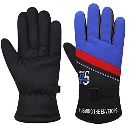 Ultra Dicke Herren Große Baumwollhandschuhe Outdoor Radfahren Motorrad Warm Verdickt Rutschfest Plus Samt Erweiterte Version Skihandschuhe Baseballhandschuhe (Blau, Einheitsgröße)