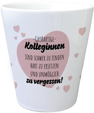 speecheese Blumentopf Herzen mit Spruch Großartige Kolleginnen sind schwer | zu finden hart zu ersetzen und unmöglich zu vergessen in rosa Kollegen Abschiedsgeschenk Büro Übertopf Motiv