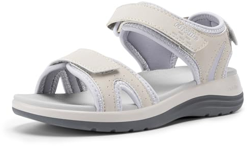 FitVille Sandales Femmes à Largeur Extra Sandales d'été Confortables et Légères, Idéales pour Pieds Larges Gris 38 EU Large