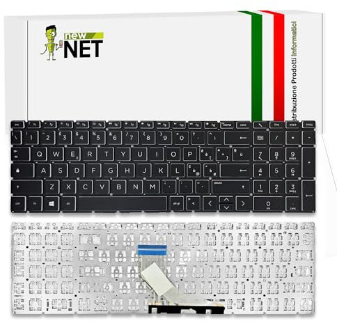 new net - Tastiera Compatibile con Notebook HP Pavilion 17-by4004nl, 17-by4005nl [Senza Frame - Colore Tasti Nero - Retroilluminata - Italiana]