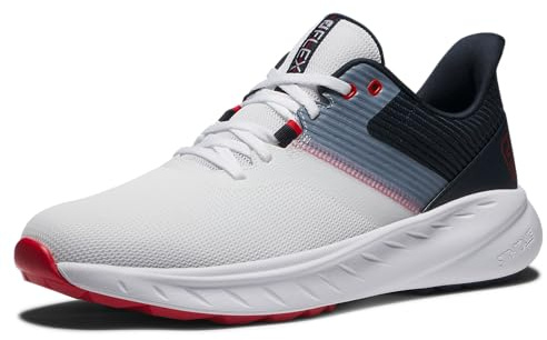FootJoy FlexGolf Schuh für Herren, Farbe: Weiß / Marineblau, 10.5 UK