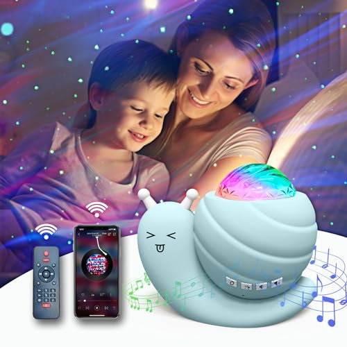 Mycket Sternenhimmel Projektor Nachtlicht, 4 in 1 Aurora Galaxie Projektor Lichter, Schnecken Kinder Nachtlichter mit Musik Lautsprecher/Fernbedienung/Timer, Schlafzimmer Deko, Kinder Geschenke