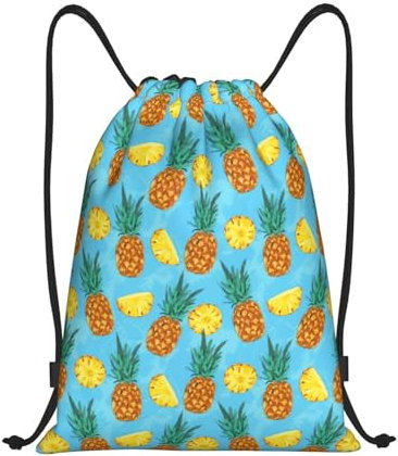 Beutel mit Kordelzug, Motiv: Früchte, Zitronenmuster, Rucksack, Sporttasche, Turnbeutel, Kordelzug, Einkaufstasche, Frische Ananas, Small