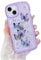 ROSEHUI for iPhone 14 Case,Cute Butterfly Curly Wave Phone Case with Sparkly Glitter Bling Star,Clear Anti-Yellowing Camera Protection Soft TPU Shockproof Protective Cover for Girls-Purple